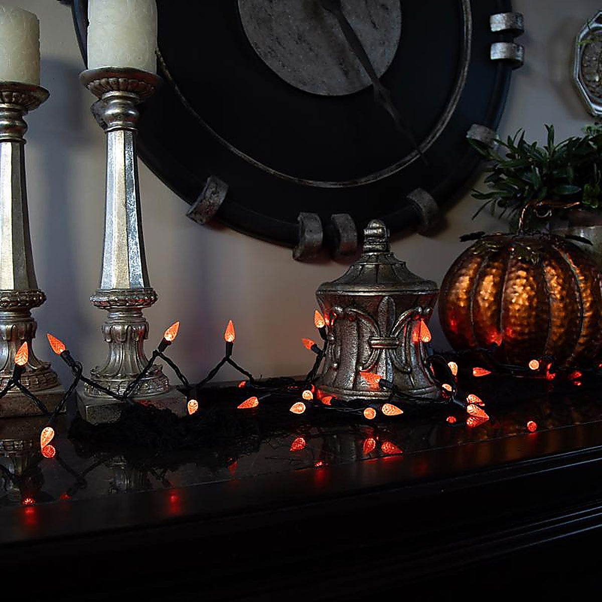 Celebrations - C6100OR3A - Orange 100 ct 2 in. LED C6 Halloween String Lights