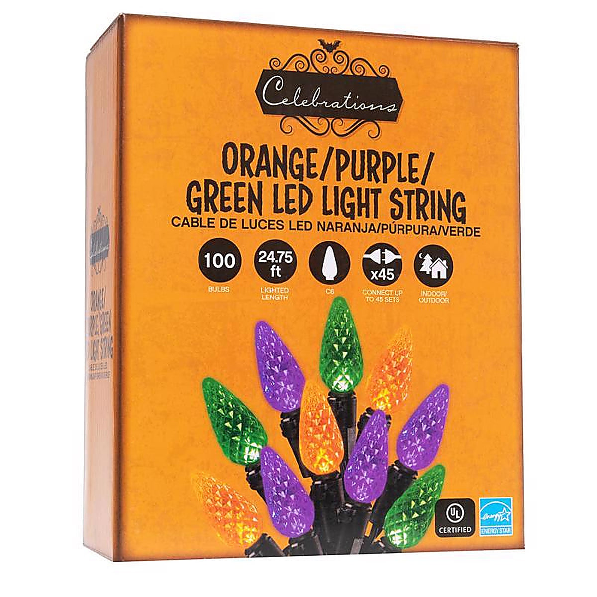 Celebrations - C6100HW3A - Multicolored 100 ct LED C6 Halloween String Lights