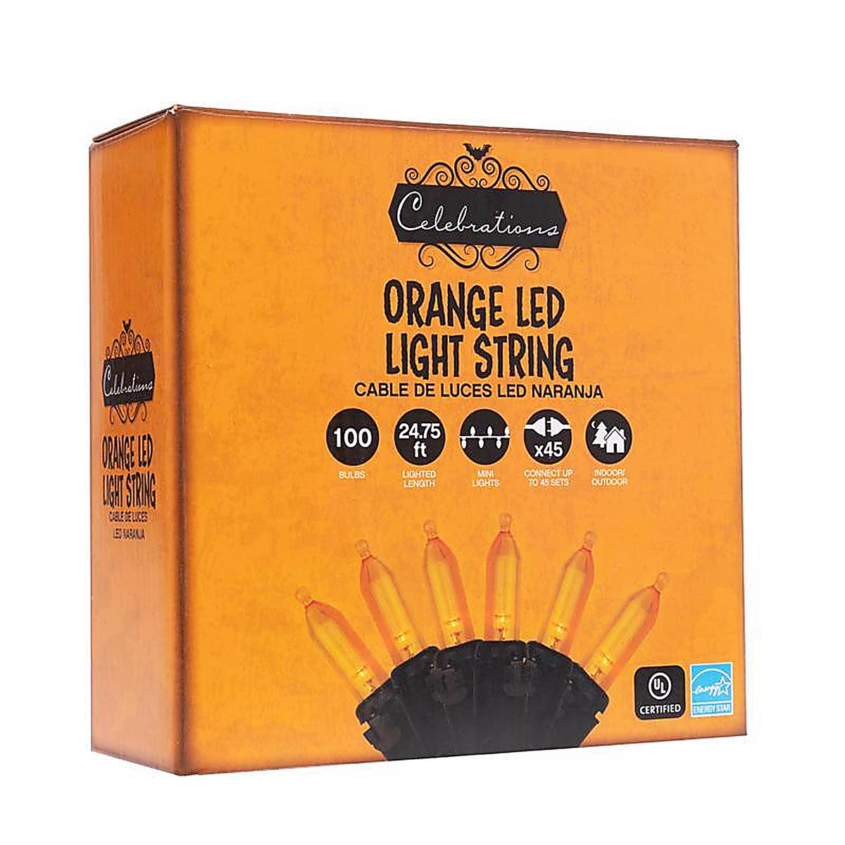Celebrations - T5100OR3A - Orange 100 ct LED Mini Halloween String Lights