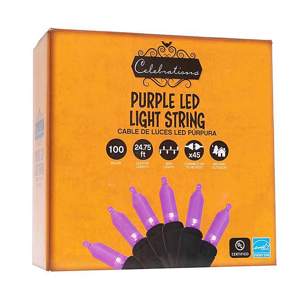 Celebrations - T5100PL3A - Purple 100 ct LED Mini Halloween String Lights