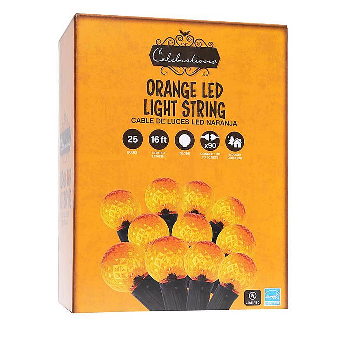 Celebrations - G4025OR8A - Orange 25 ct LED G40 Halloween String Lights