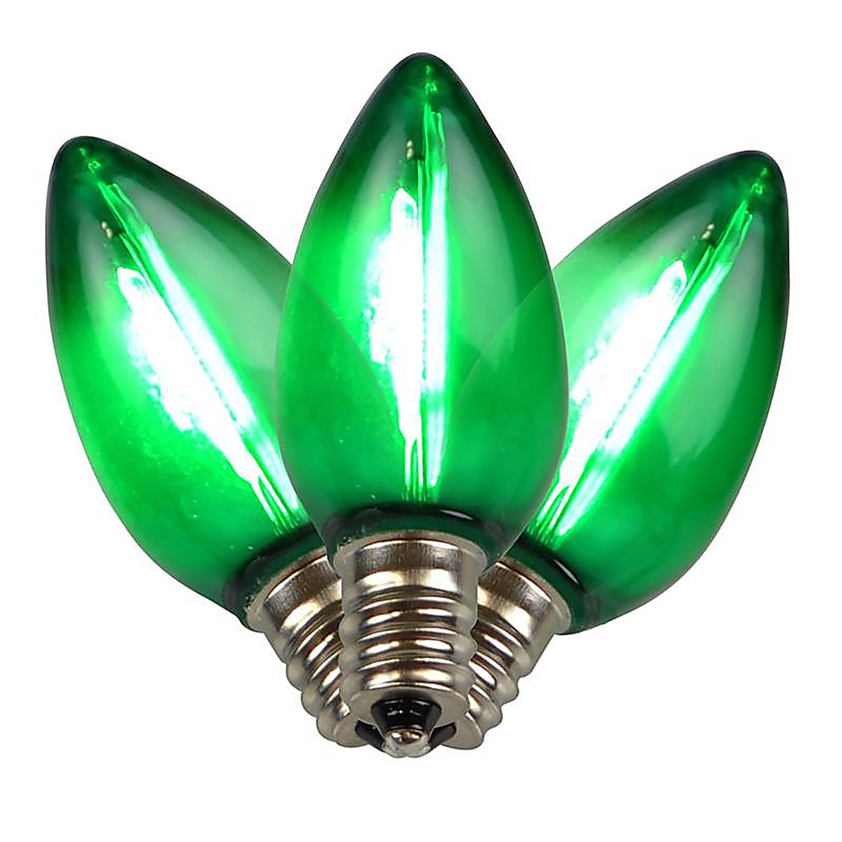Holiday Bright Lights - BU25FLDSC7-TGRA - LED C7 Green 25 ct Replacement Christmas Light Bulbs