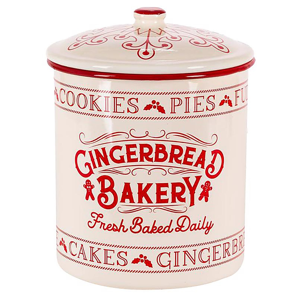 Gerson - 2604670AH-M - Red/White Gingerbread Bakery Cookie Jar 8 in.