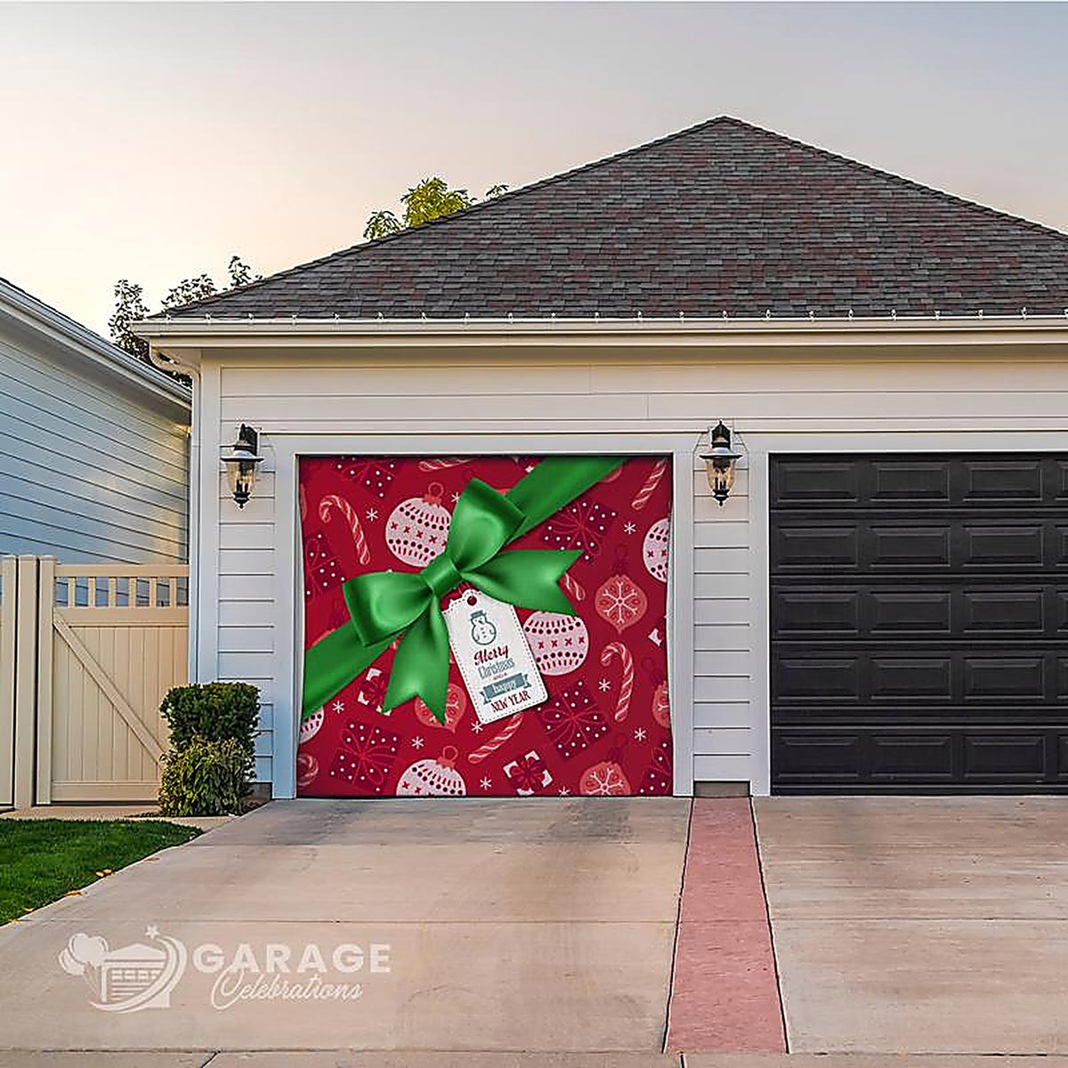 Celebrations - RE1-07-08-002 - Merry Christmas & Happy New Year 7 ft. x 8 ft. Garage Door Cover