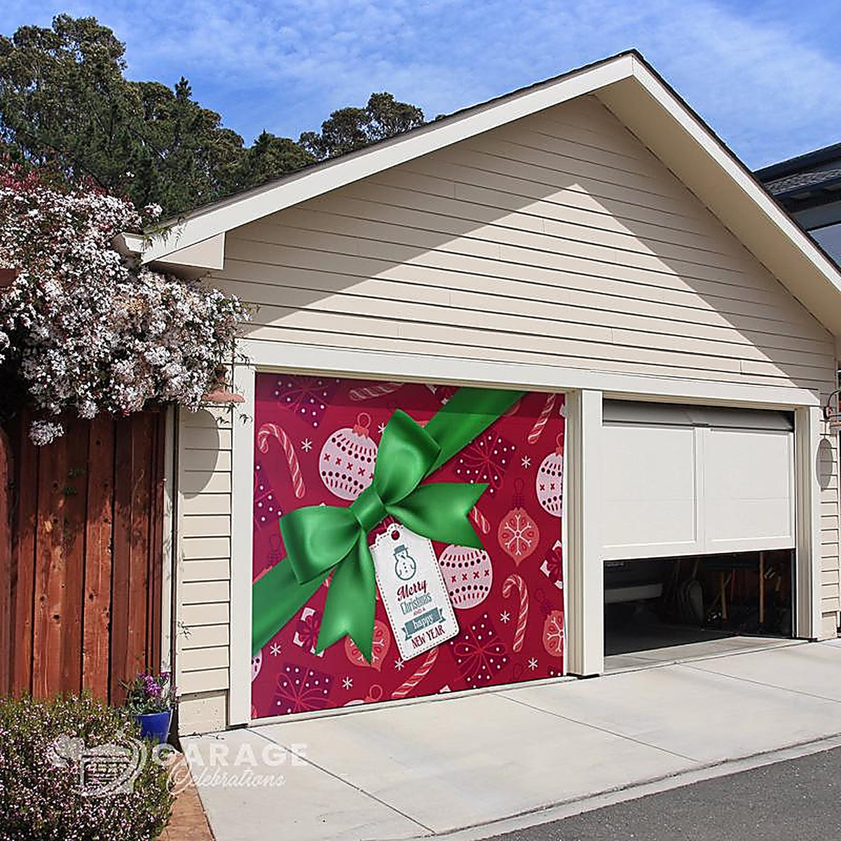 Celebrations - RE1-07-08-002 - Merry Christmas & Happy New Year 7 ft. x 8 ft. Garage Door Cover