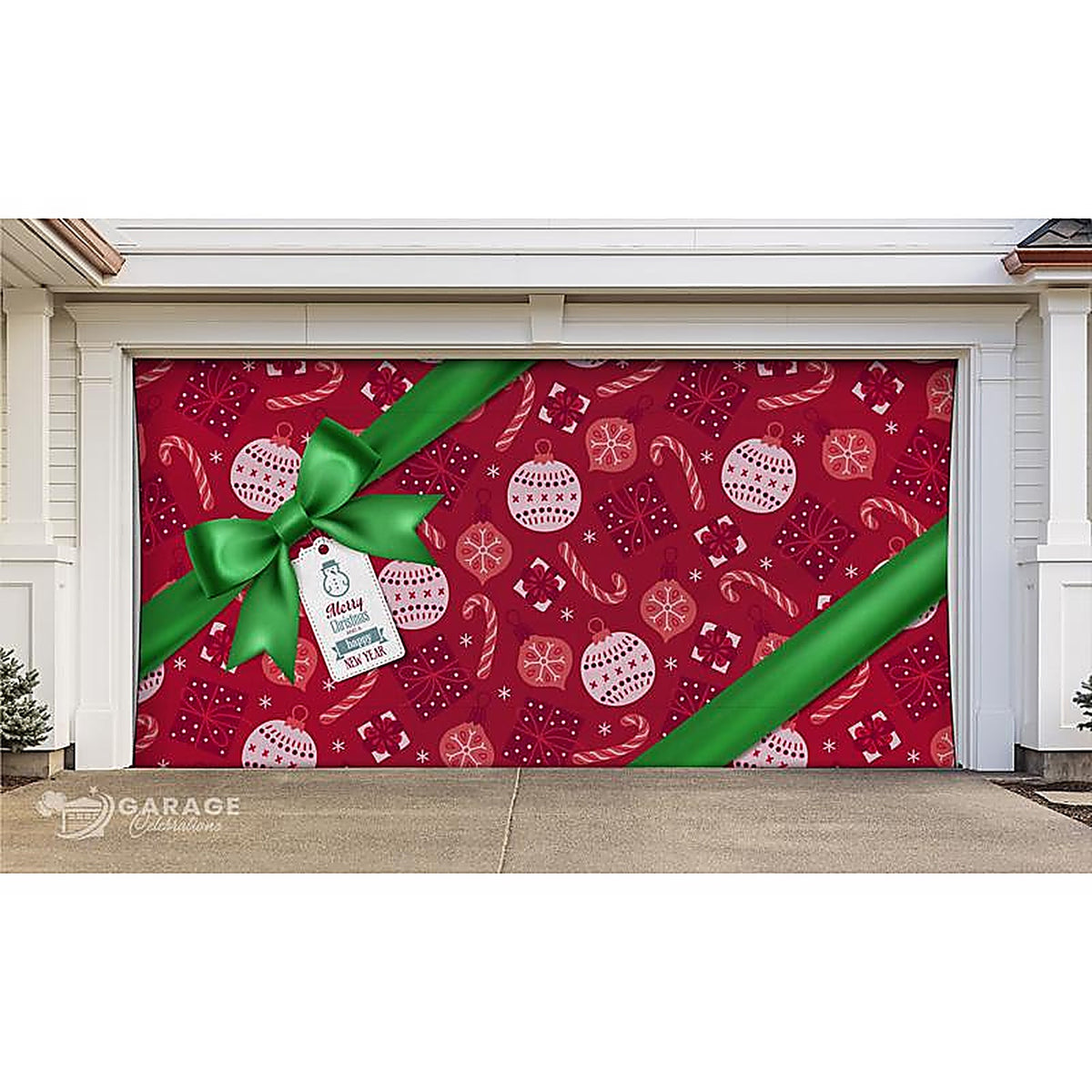 Celebrations - RE2-07-16-002 - Merry Christmas and Happy New Year 7 ft. x 16 ft. Garage Door Cover