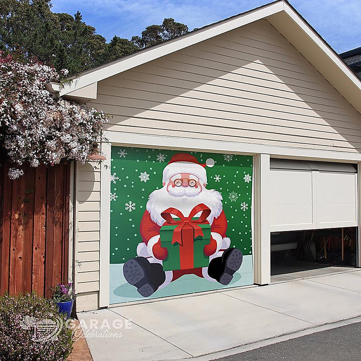 Celebrations - RE1-07-08-005 - Santa 7 ft. x 8 ft. Garage Door Cover