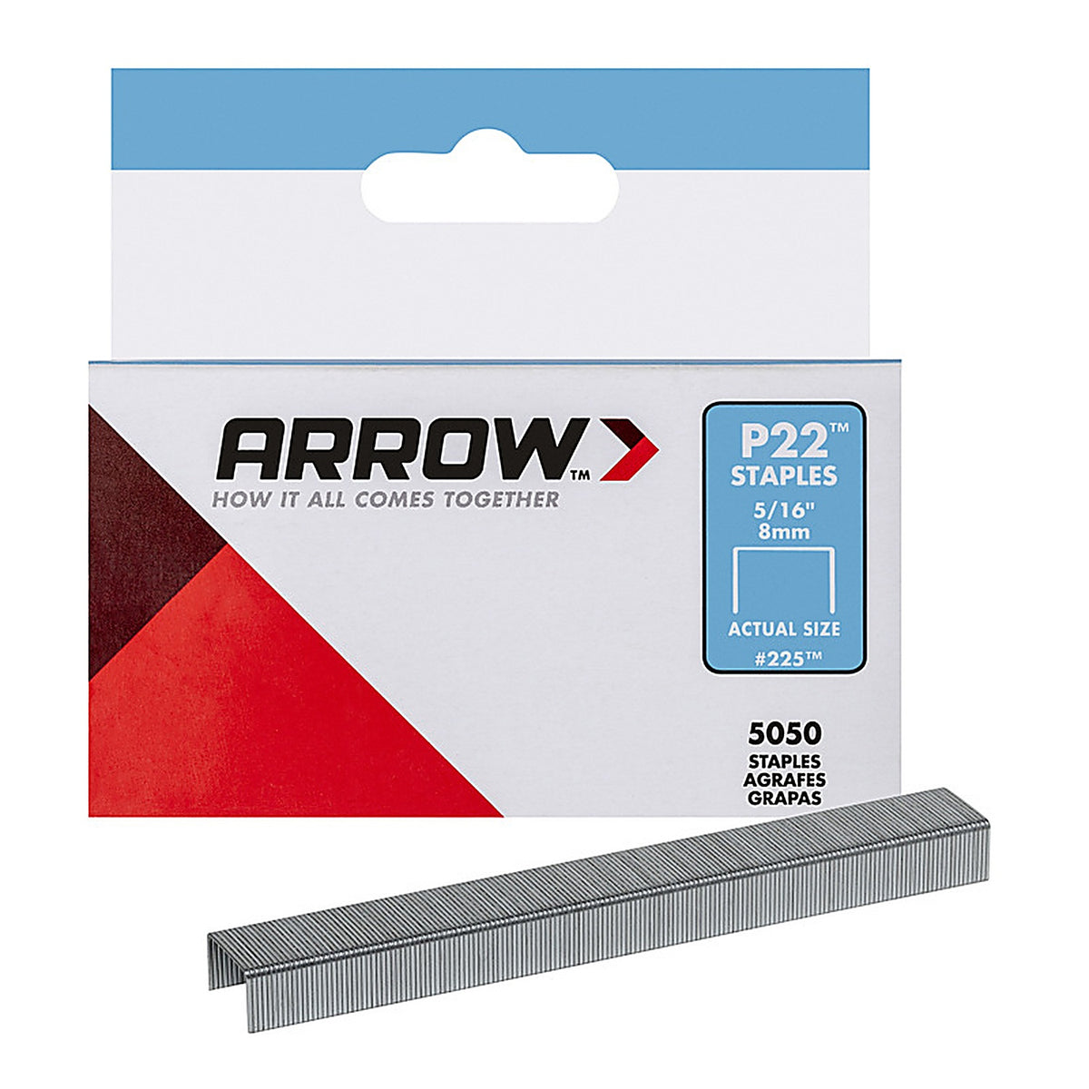Arrow Fastener - 225 - P22 7/16 in. W x 5/16 in. L 24 Ga. Medium Crown Staples 5050/Pack