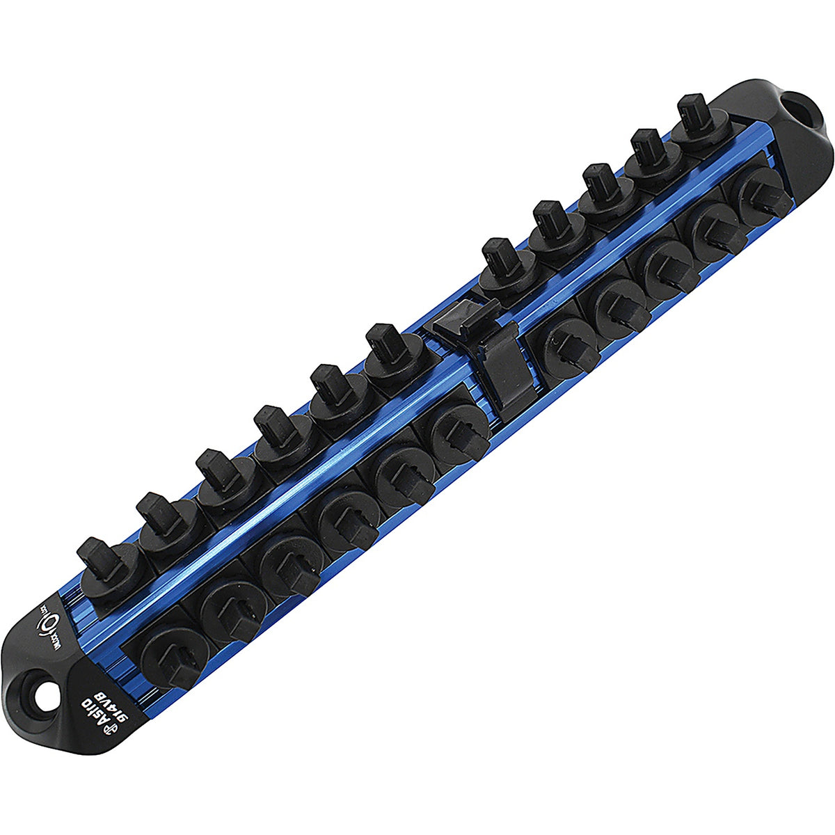 Astro Pneumatic - 914VB - 1/4 Inch Drive V12 Locking Magnetic Socket Organizer for 22 Sockets + Ratchet - Blue