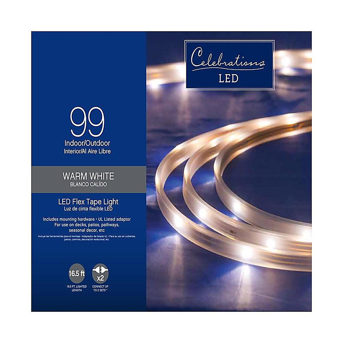Celebrations - 2T434913 - LED Clear/Warm White 60 count Rope Christmas Lights 16.6 ft.