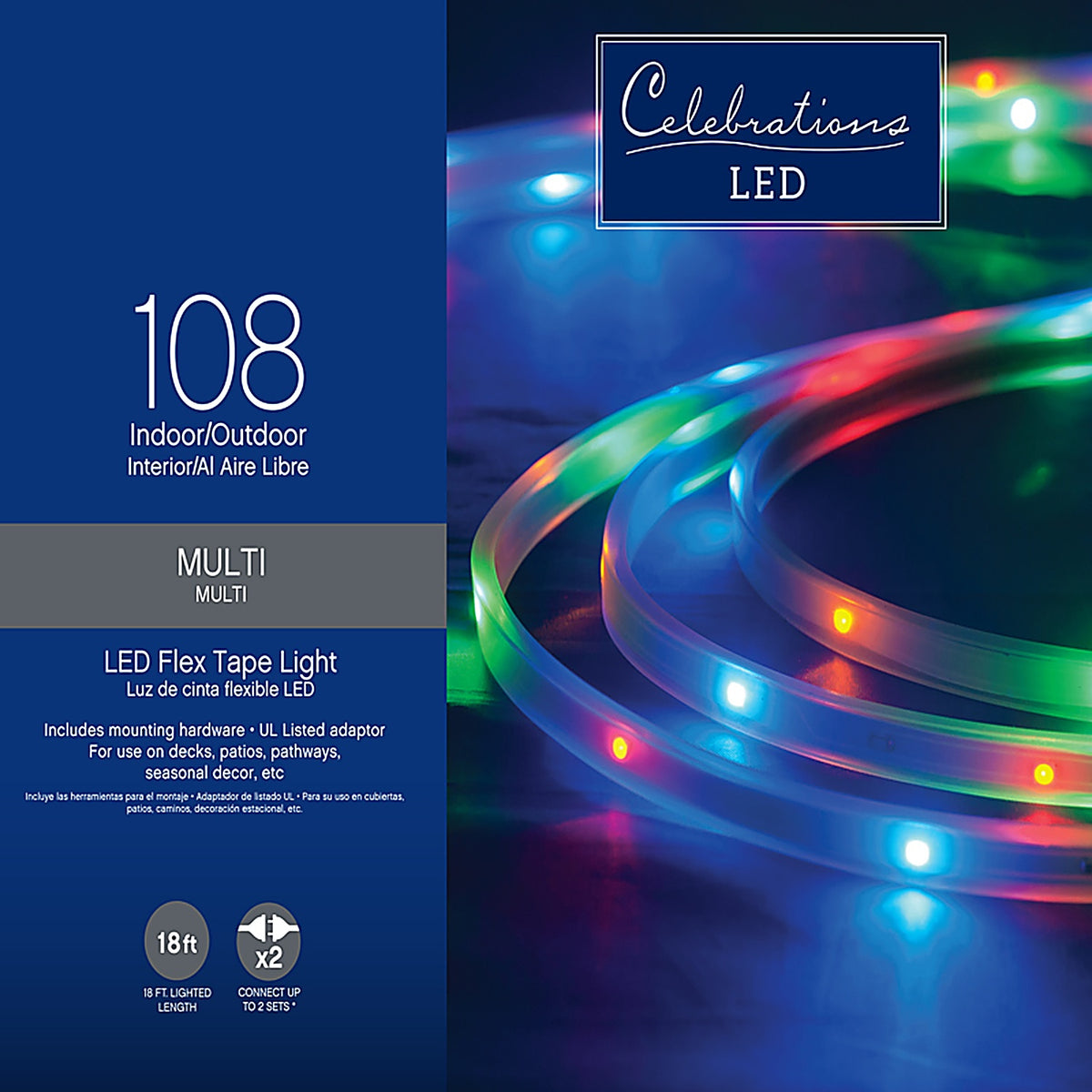 Celebrations - 2T434212 - LED Multi-color 99 count Rope Christmas Lights 16.5 ft.