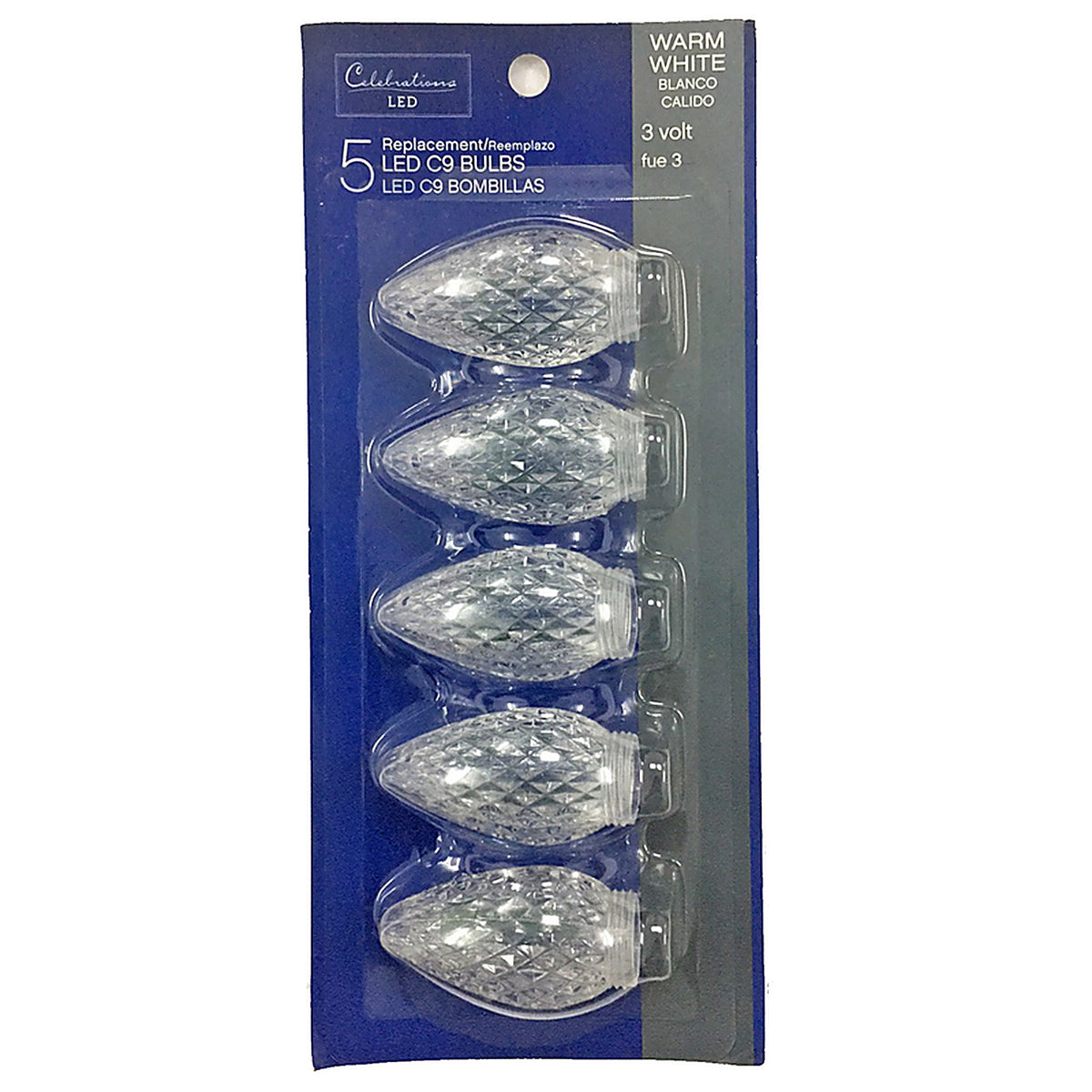 Celebrations - 11227-71 - LED C9 Clear/Warm White 5 count Replacement Christmas Light Bulbs
