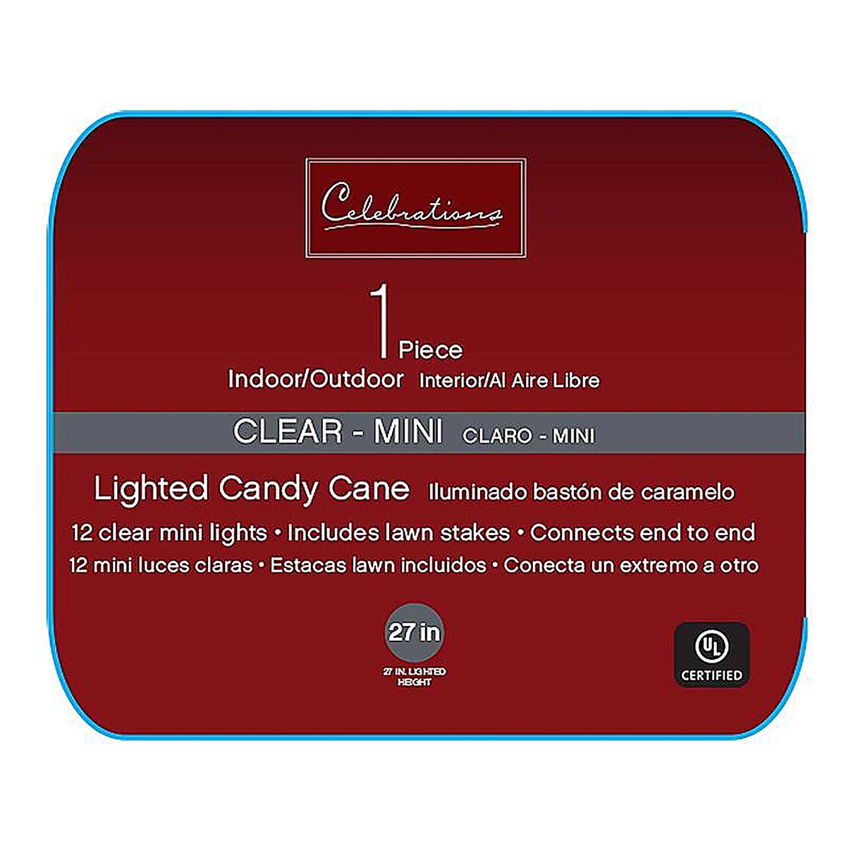 Celebrations - 21254-71 - Clear 27 in. Pathway Decor Lighted Candy Cane