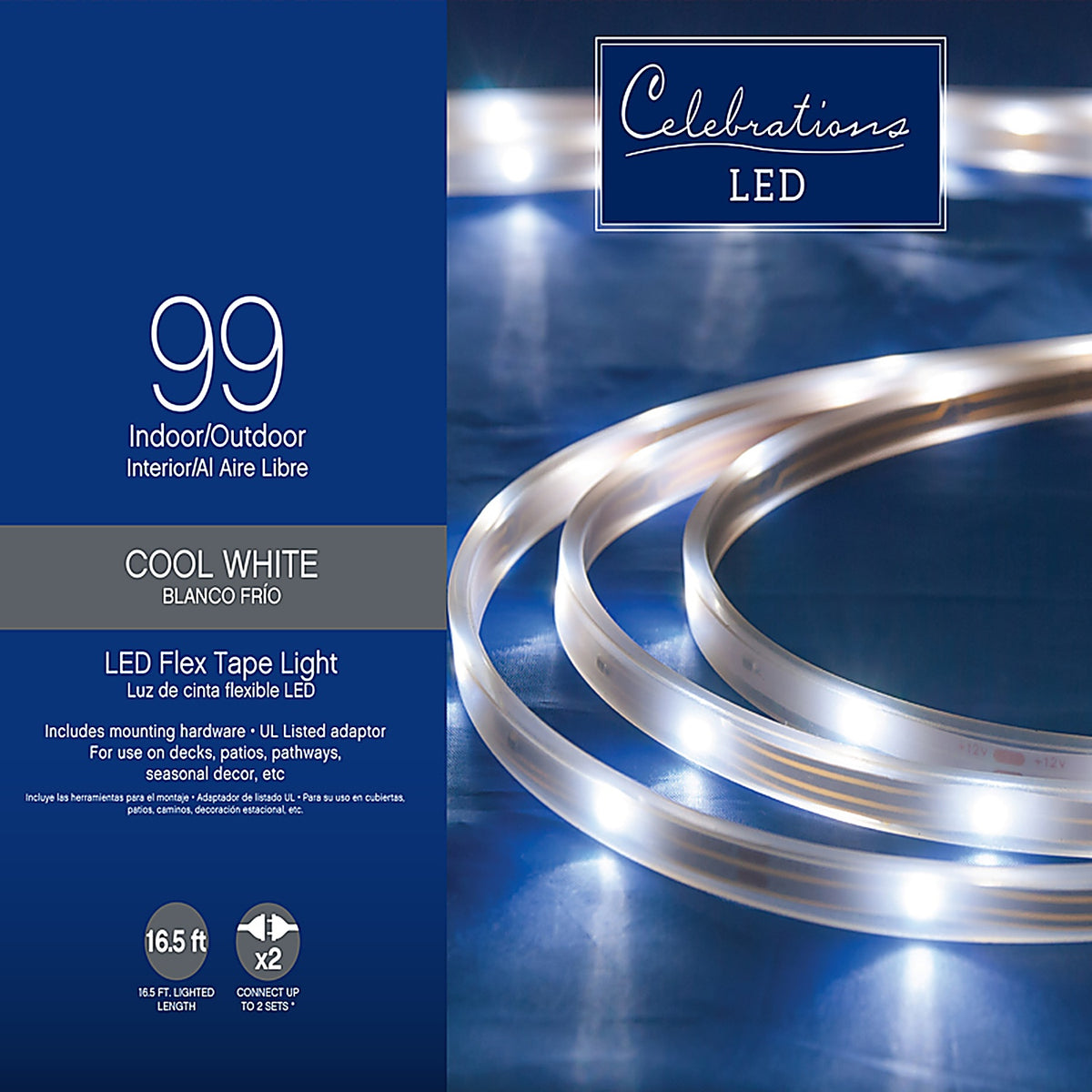 Celebrations - 2T434912 - LED Cool White 99 count Rope Christmas Lights