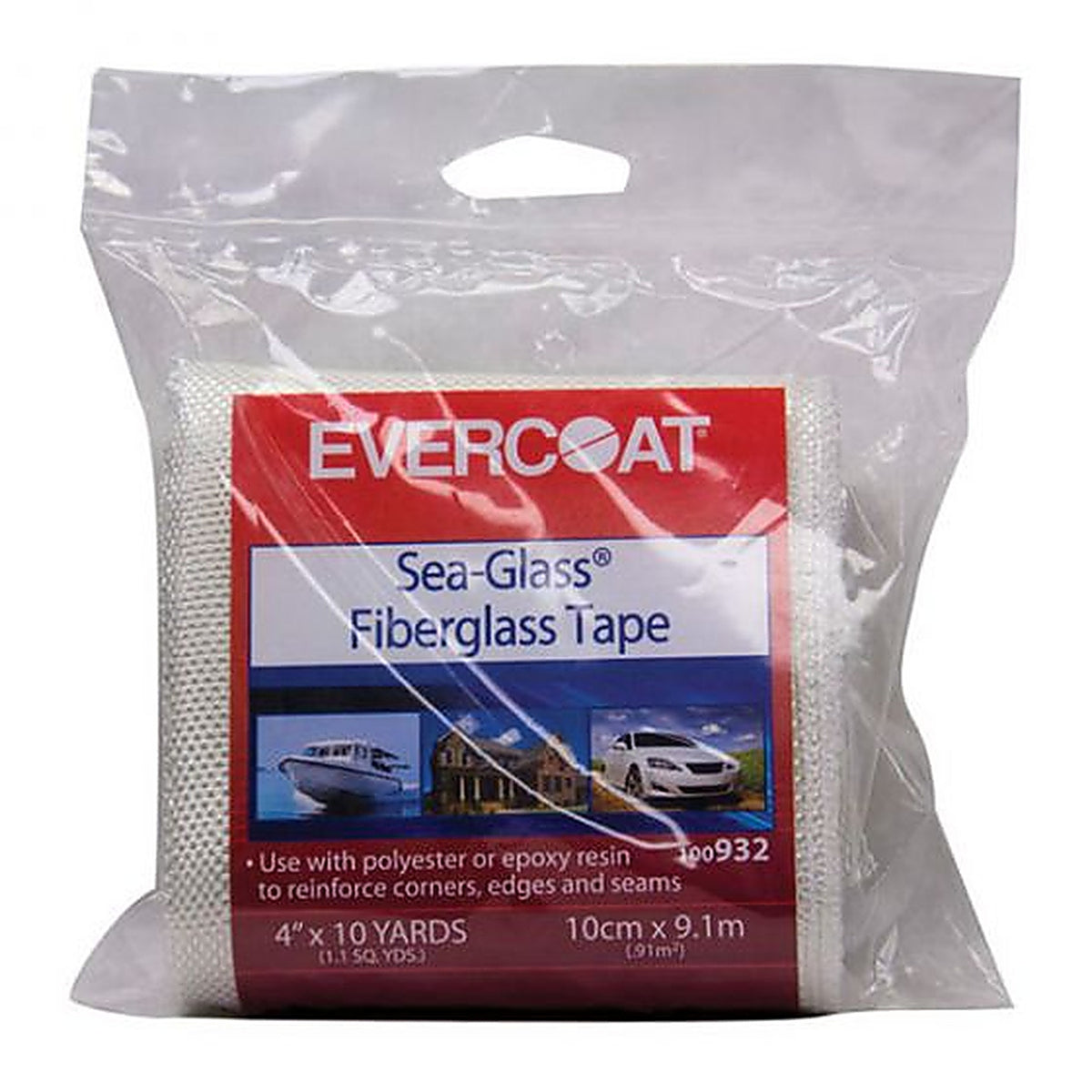 Evercoat - 932 - Sea-Glass 100932 Fiberglass Tape, 4 Inch W X 10 Yd L, White/Neutral