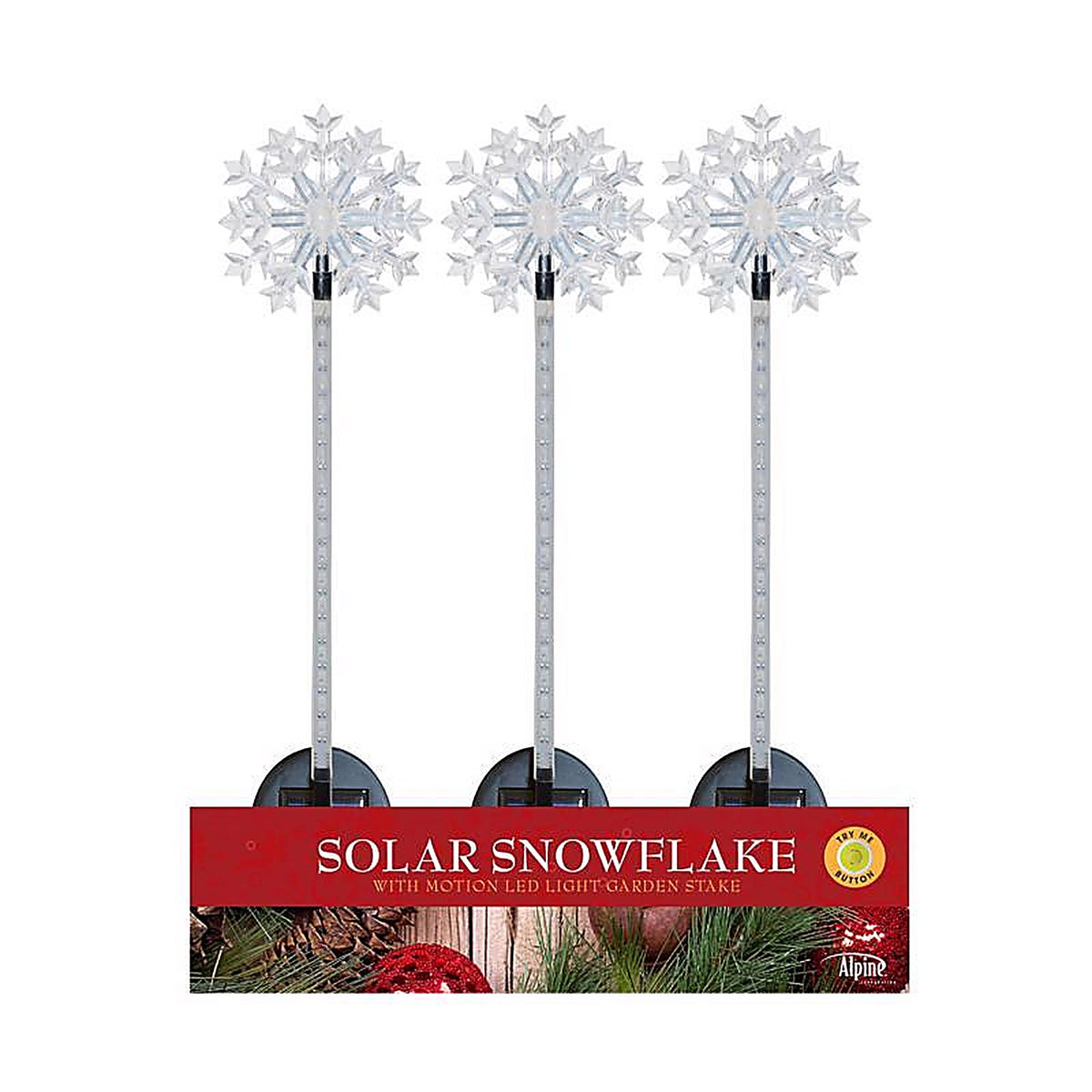 Alpine - QLP232BB-12 - LED Pathway Decor Solar Snowflake Garden Stake