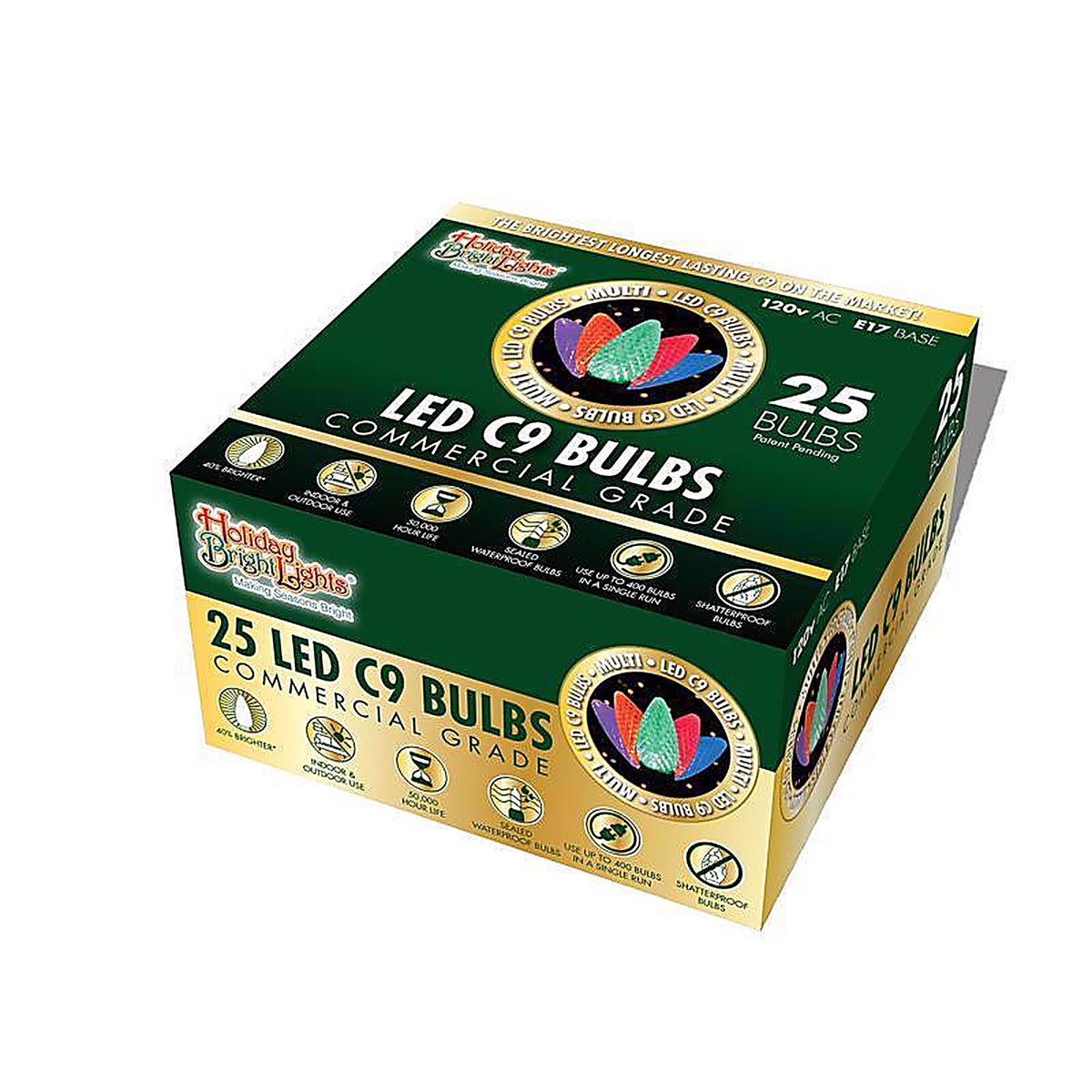 Holiday Bright Lights - BU25LEDFC9-TMUA - LED C9 Multi-color 25 count Replacement Christmas Light Bulbs