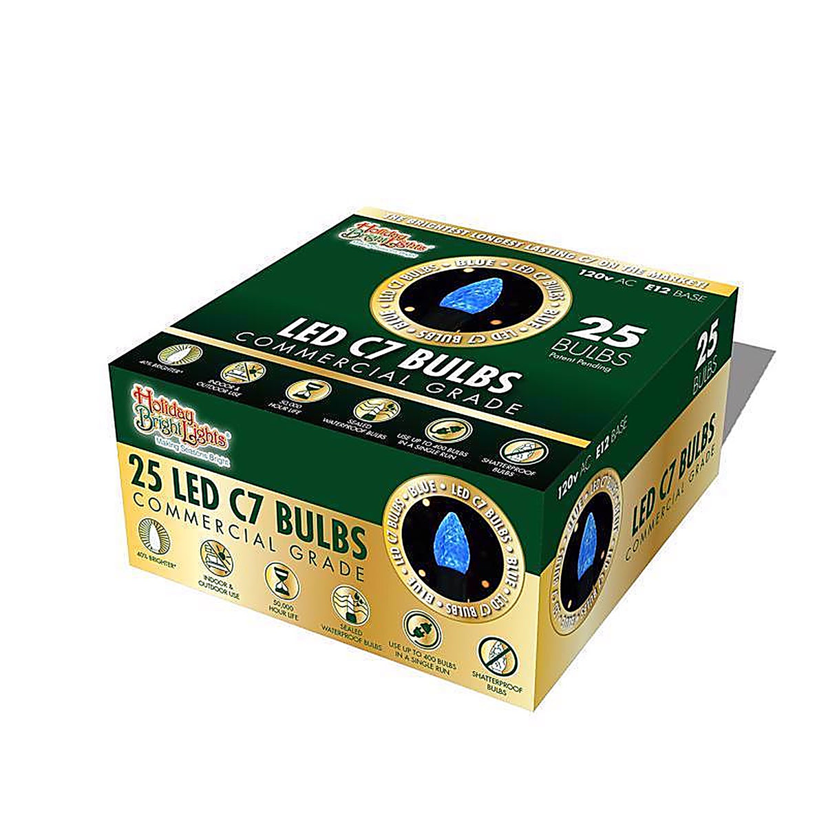 Holiday Bright Lights - BU25LEDFC7-TBLA - LED C7 Blue 25 count Replacement Christmas Light Bulbs