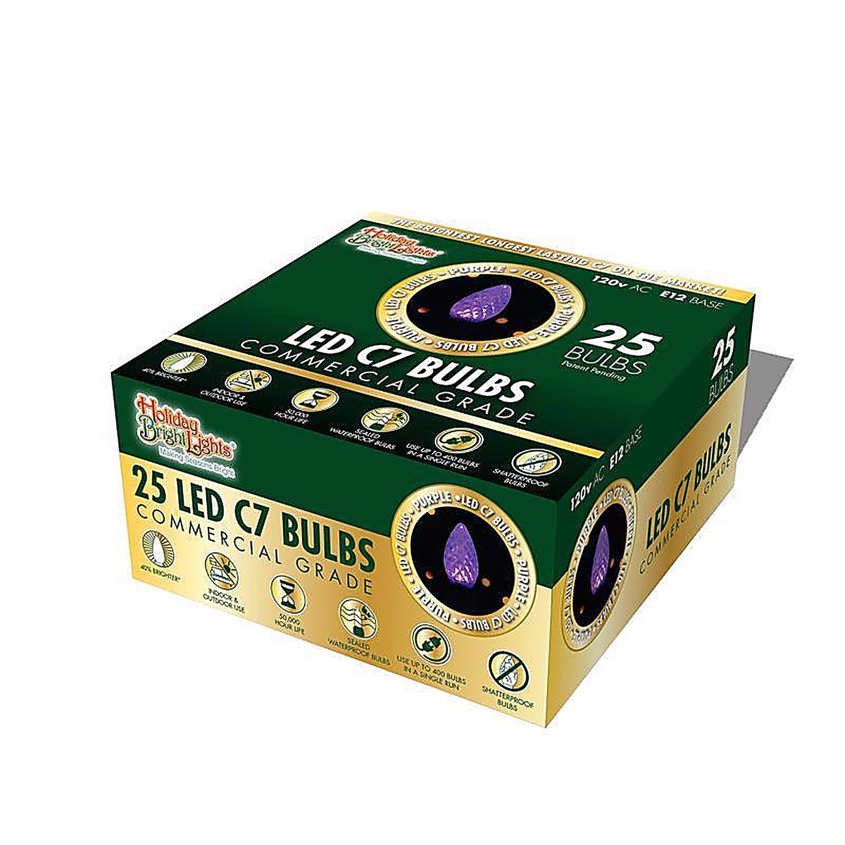 Holiday Bright Lights - BU25LEDFC7-TPLA - LED C7 Purple 25 count Replacement Christmas Light Bulbs