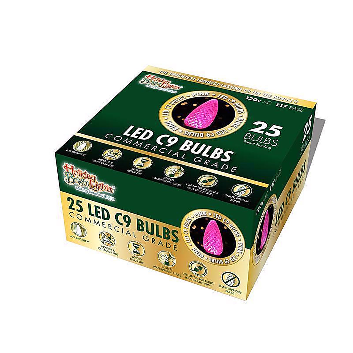 Holiday Bright Lights - BU25LEDFC9-TPKA - LED C9 Pink 25 count Replacement Christmas Light Bulbs