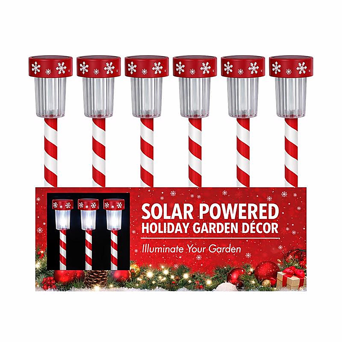 Alpine - SLZ136BB-48 - Pathway Decor Solar Powered Lighted Candy Cane Stake