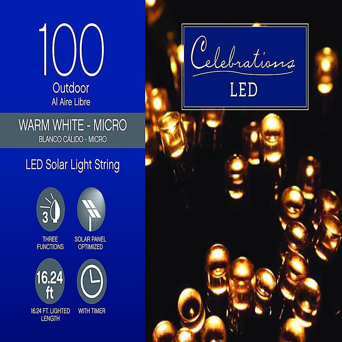 Celebrations - X170331-88-W - LED Clear/Warm White 100 count String Christmas Lights 19.6 ft.