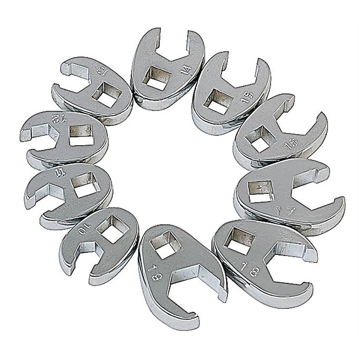 Sunex Tools - 9710M - 10 Pc. 3/8 in Drive, Fully Polished Metric Flare Nut Crowfoot Wrench Set