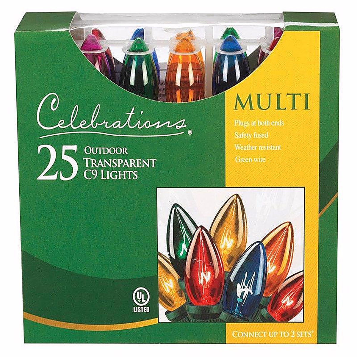 Celebrations - C42U4211 - Incandescent C9 Multi-color 25 count String Christmas Lights 25 ft.