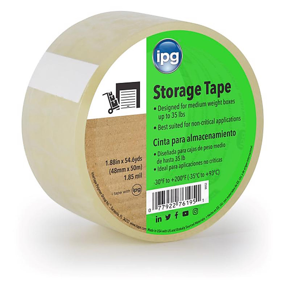 IPG - 9852 - i Tape 1.88 in. W X 54.6 yd L Storage Tape Clear