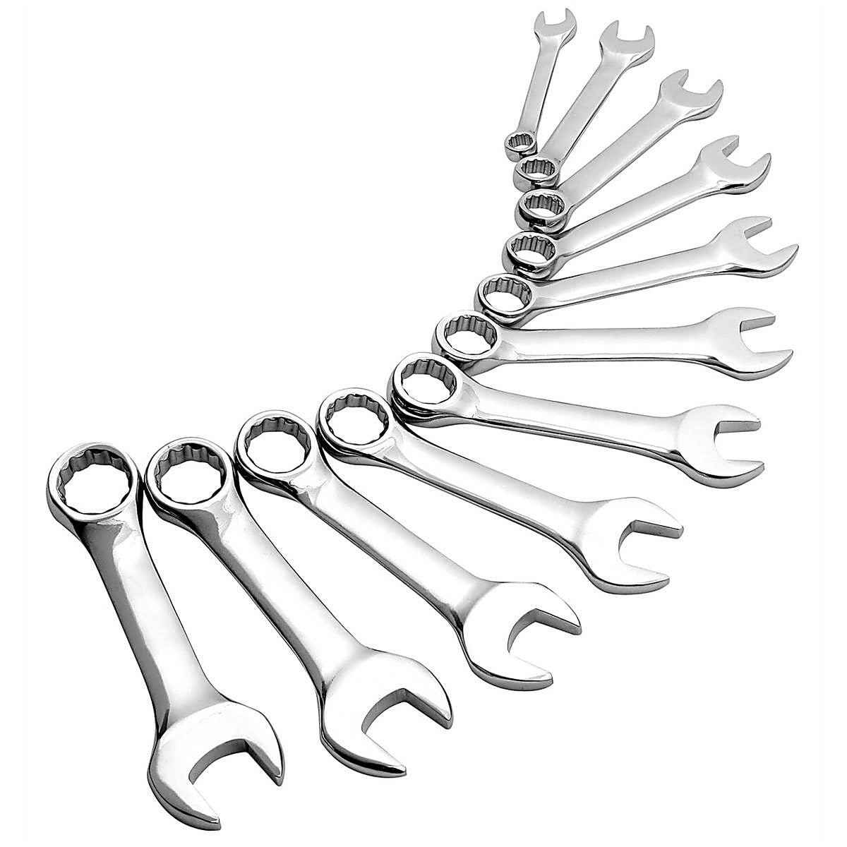 Sunex Tools - 9930 - Fully Polished SAE Stubby Combination Wrench Set, 11 Pc.