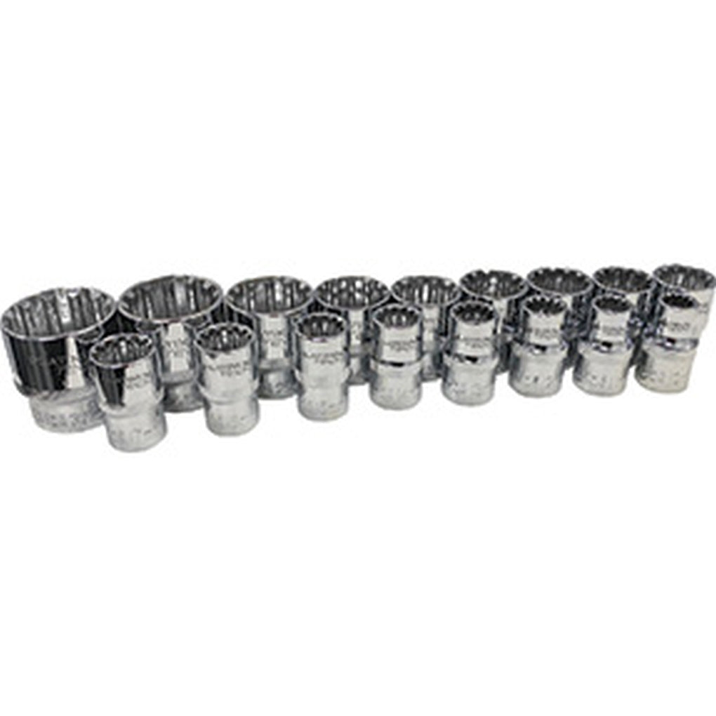 Platinum Tech - 99817 - 17pc 1/2IN Dr Metric Spline Socket Set