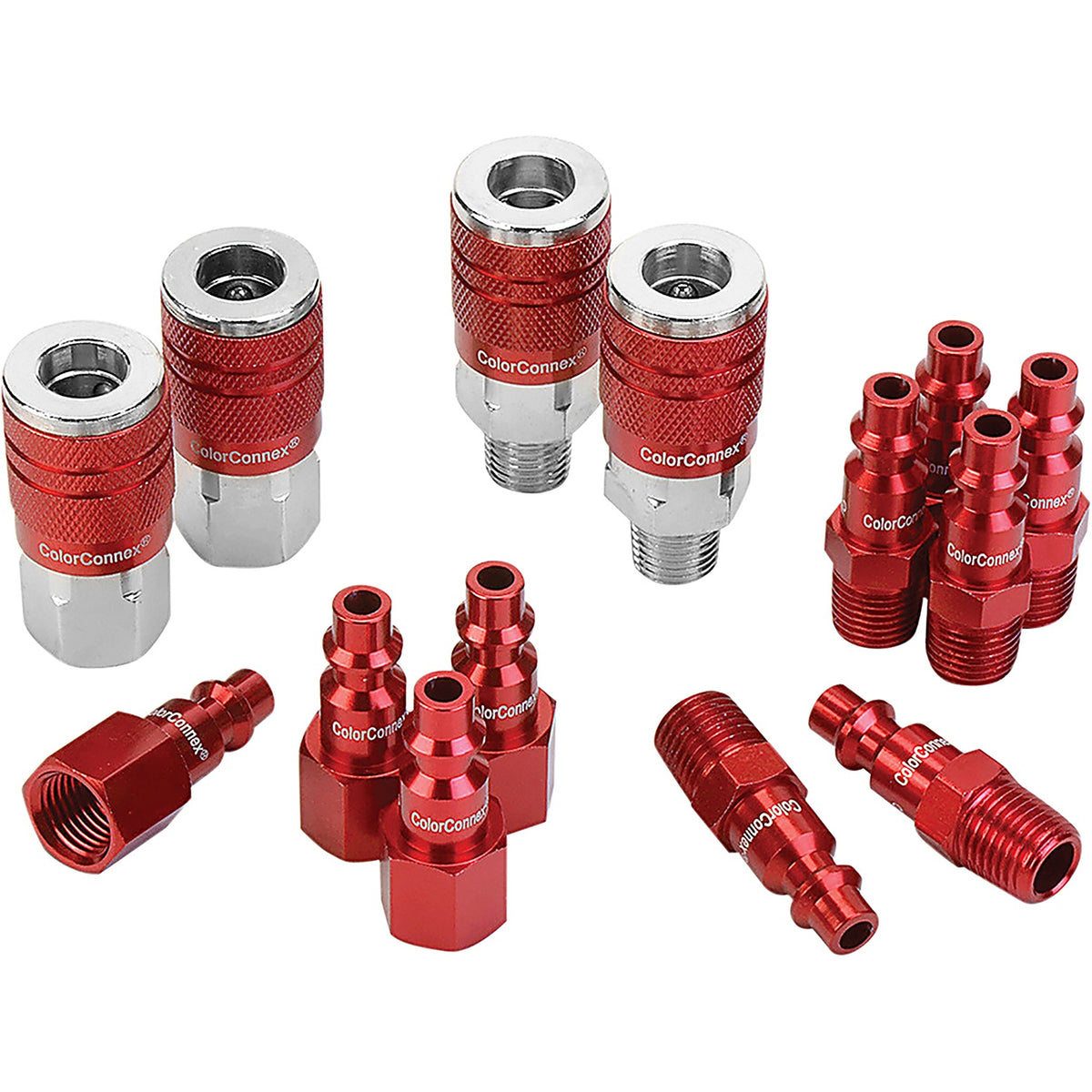 Legacy - A73458D - ColorConnex Type D, 14pc, 1/4 in Body Coupler and Plug Kit red anodized