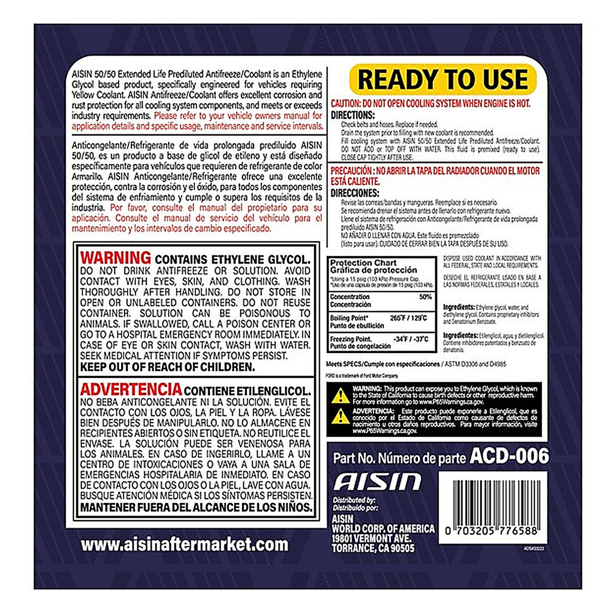 Aisin - ACD-006 - OE Formulated Engine Coolant Antifreeze