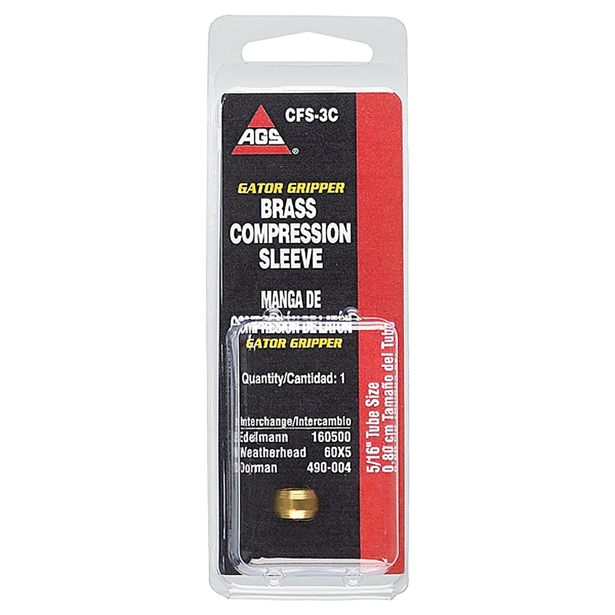 AGS - CFS-3B - Brass Compression Sleeve, 5/16 Tube, 1/Bag