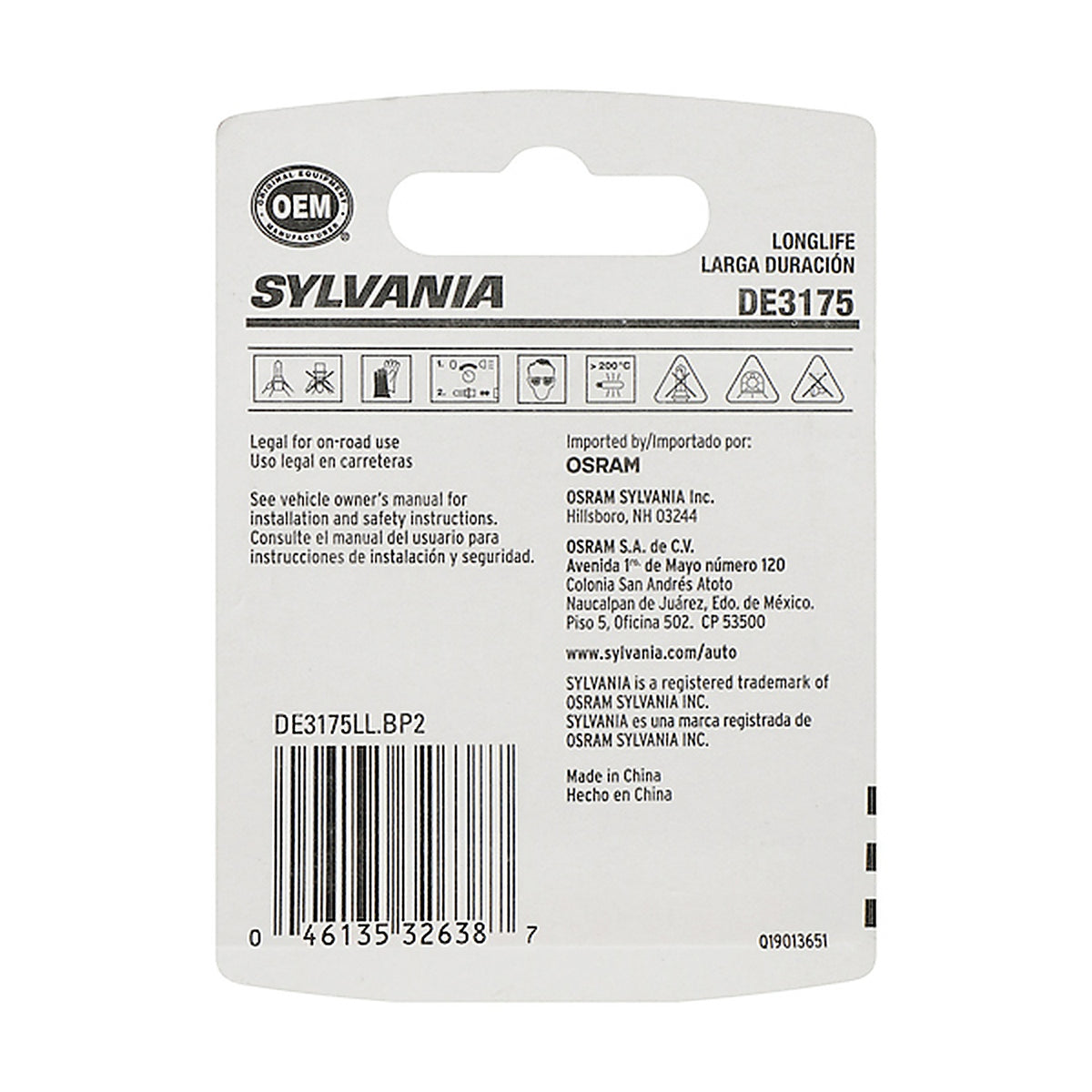 Sylvania - DE3175LLBP2 - De3175 Long Life Mini Bulb, 2 Pack