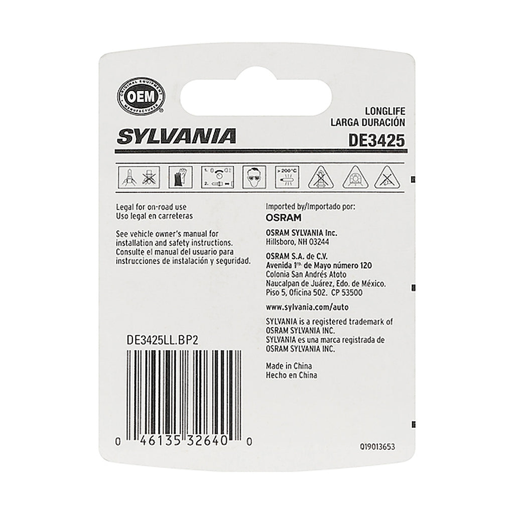 Sylvania - DE3425LLBP2 - De3425 Long Life Mini Bulb, 2 Pack