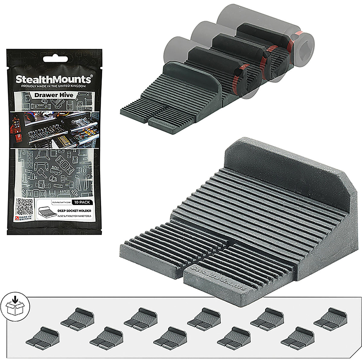 StealthMounts - DHSP-SW-SK-10 - Drawer Hive Deep Socket Holder