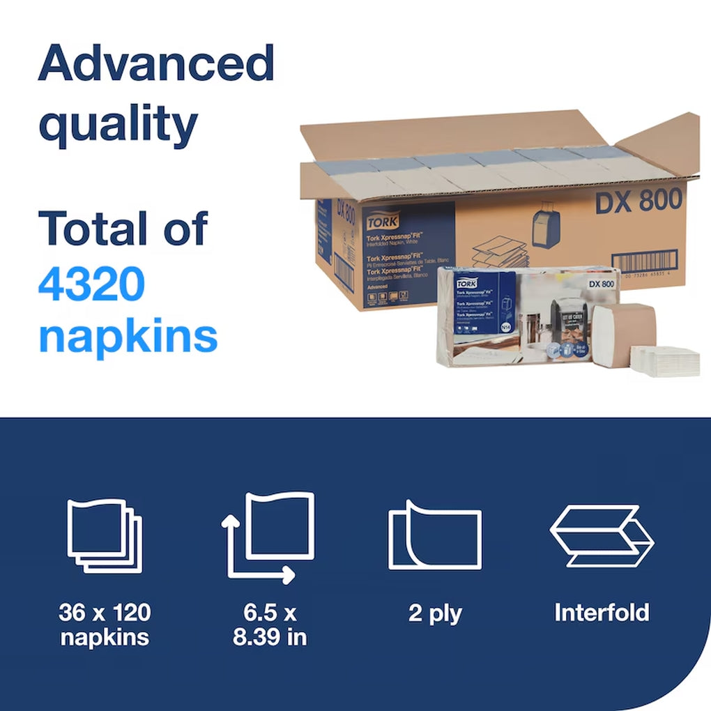 Tork - DX800 - Xpressnap Fit Interfold Dispenser Napkin - 36/Case