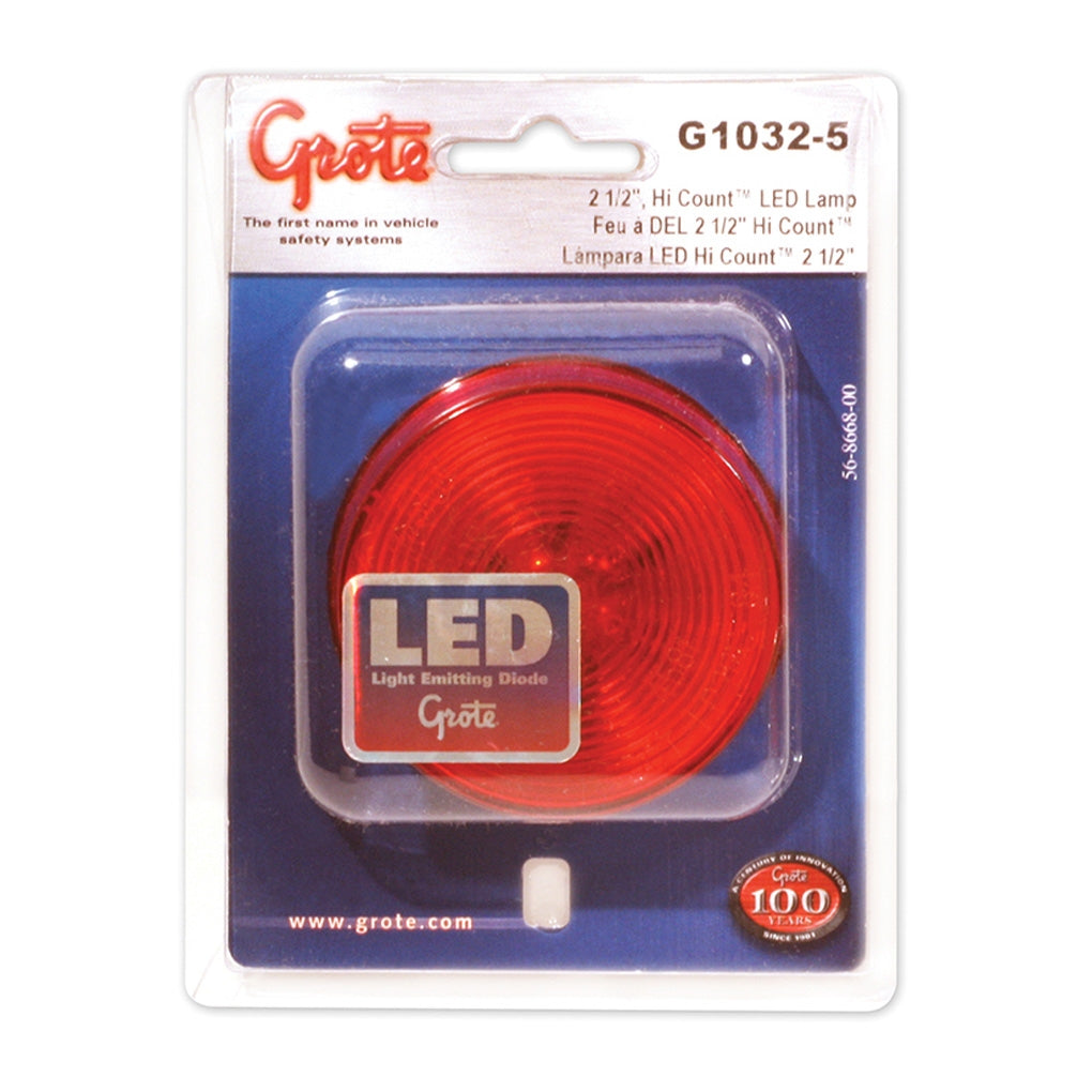 Grote - G1032-5 - Hi Count 2 1/2 in LED Clearance / Marker Lamp - Red