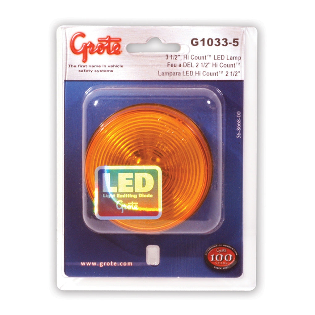Grote - G1033-5 - Hi Count 2 1/2 in LED Clearance / Marker Lamp - Yellow