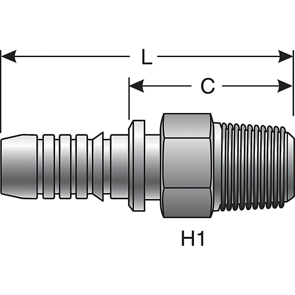 Gates - G17100-2020 - Male Pipe (NPTF - 30 Cone Seat)