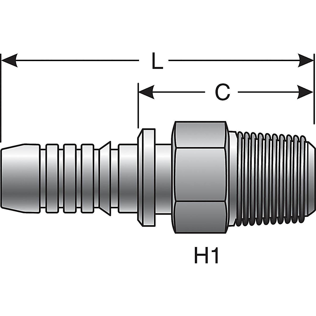 Gates - G17100-2020 - Male Pipe (NPTF - 30 Cone Seat)