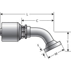 Gates - G25307-0808 - MegaCrimp Couplings Code 61 O-Ring Flange - 45 Bent Tube