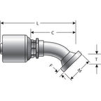 Gates - G25307-0812 - MegaCrimp Couplings Code 61 O-Ring Flange - 45 Bent Tube