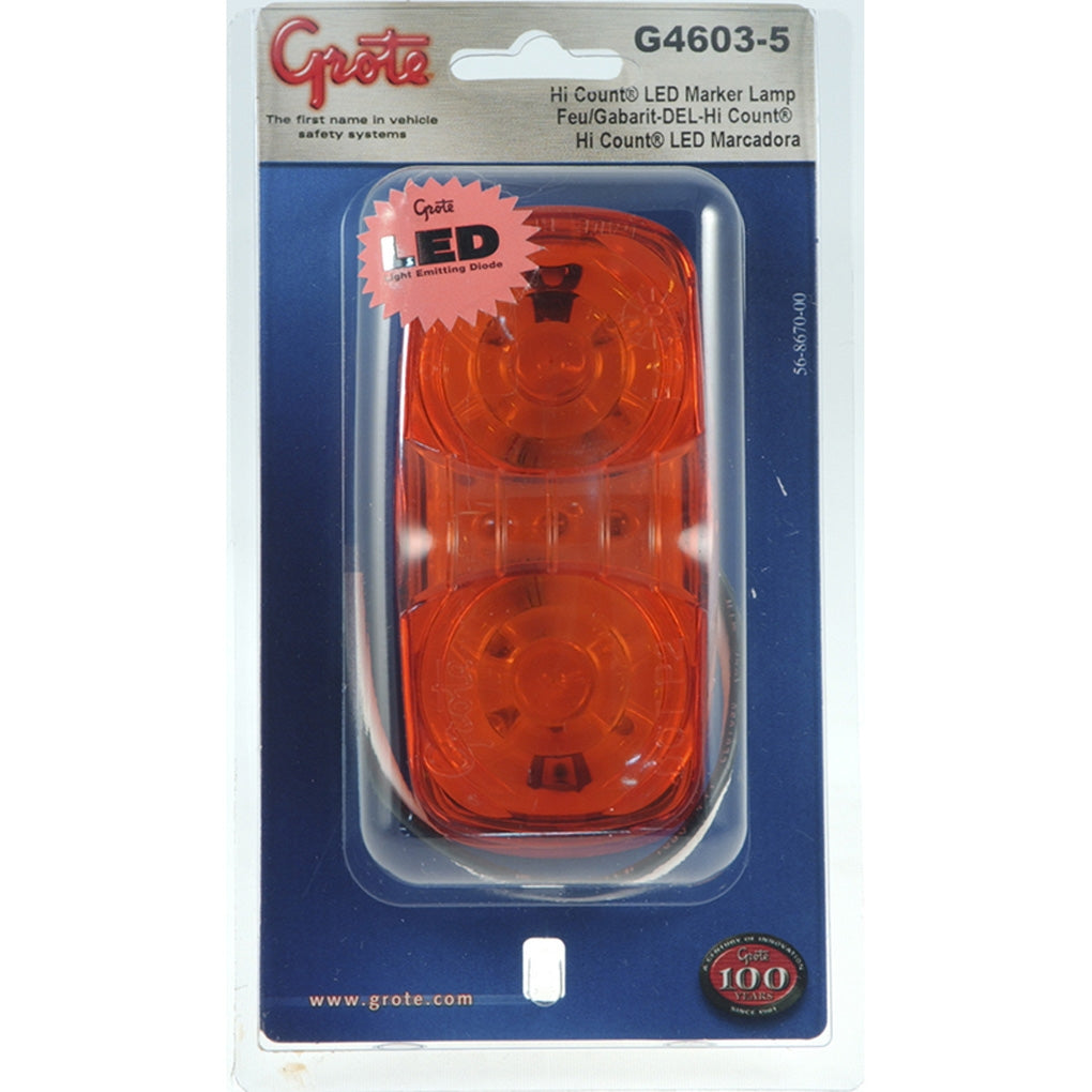 Grote - G4603-5 - Hi Count Square-Corner 13-Diode LED Clearance / Marker - Yellow