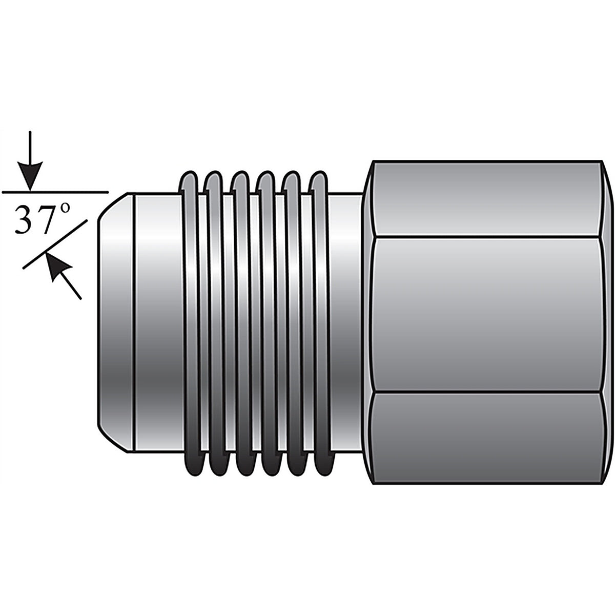 Gates - G60510-1208 - Male JIC 37 Flare to Female Pipe NPTF (SAE to SAE)