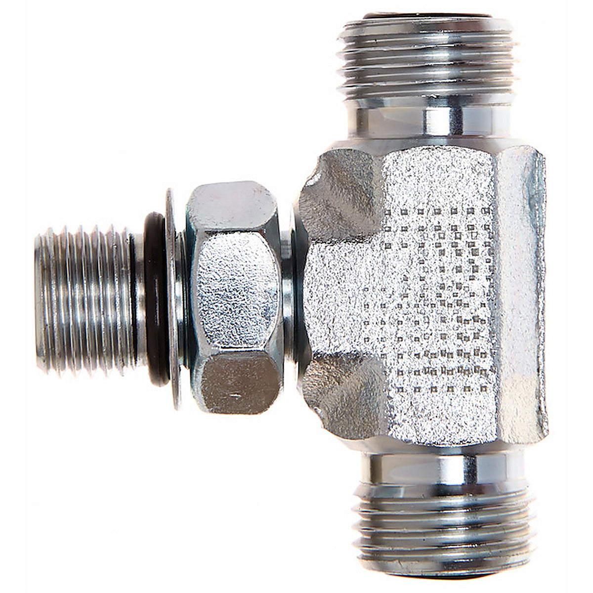 Gates - G60820-0404 - Male Flat-Face O-Ring on Run to Male O-Ring Boss - Tee (SAE to SAE)