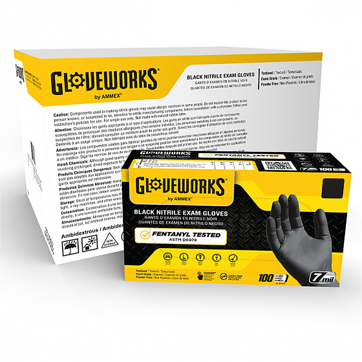 Ammex - GWBEN46100 - Gloveworks Black Nitrile Pf Exam Large Gloves