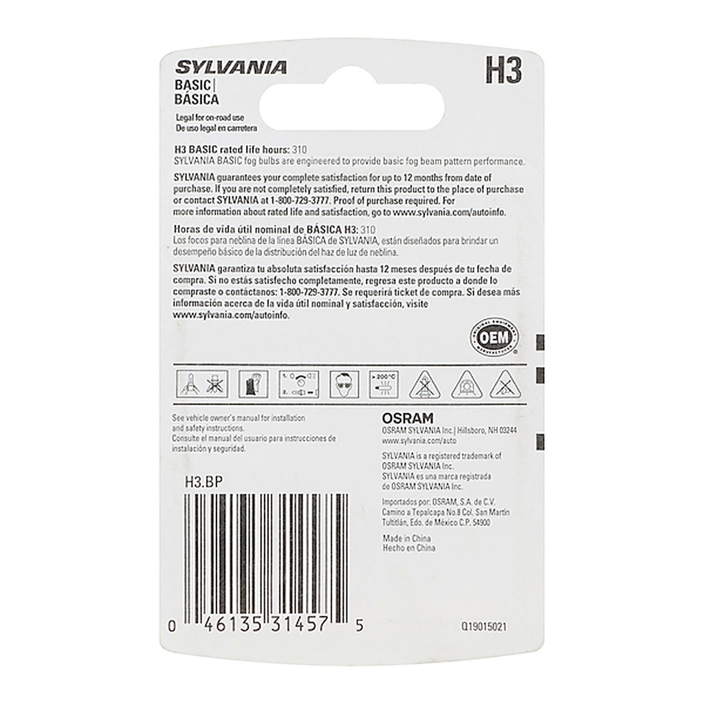 Sylvania - H3BP - H3 Basic Fog Bulb, 1 Pack