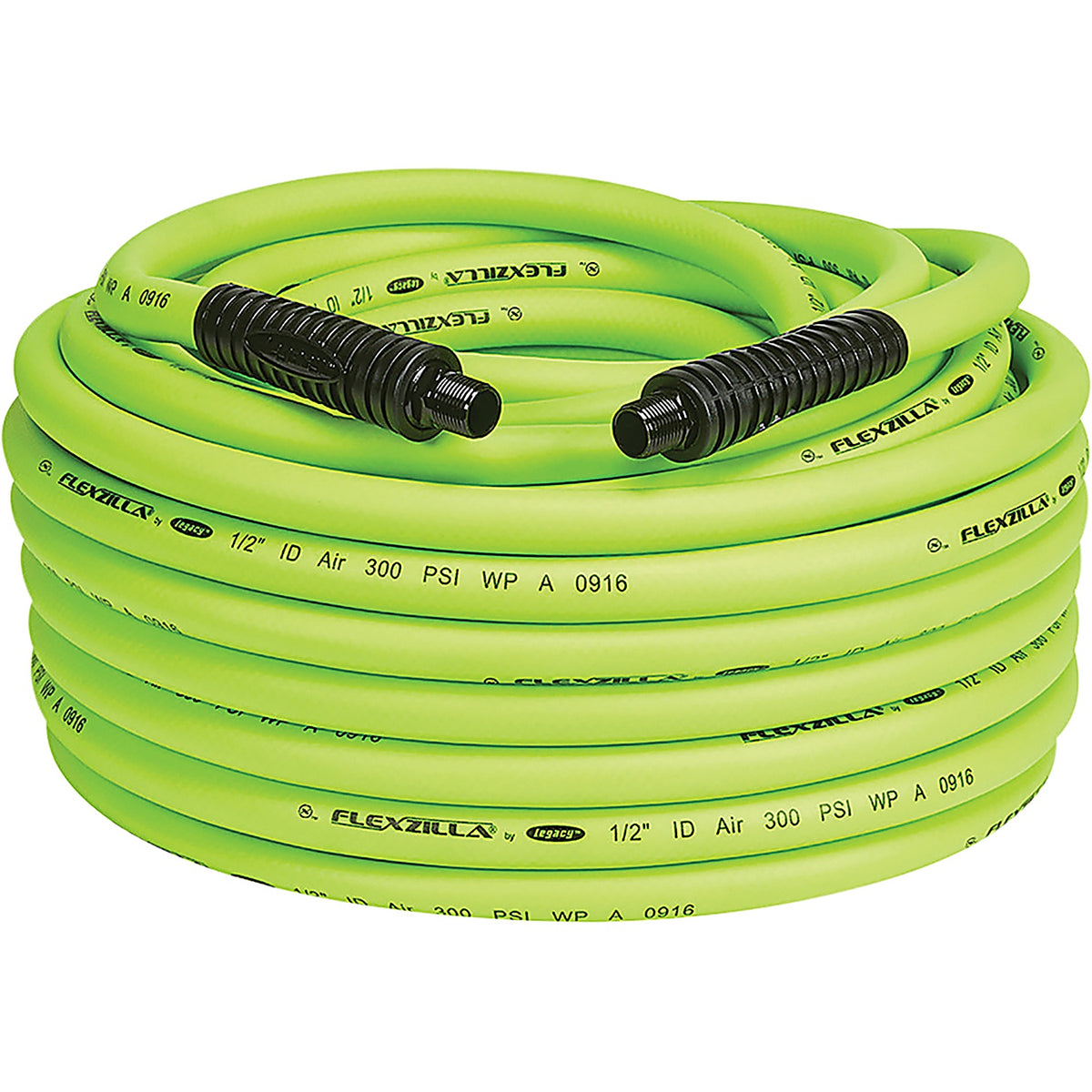 Legacy - HFZ12100YW3 - 1/2" x 100' Flexzilla ZillaGreen Air Hose with 3/8" Ends